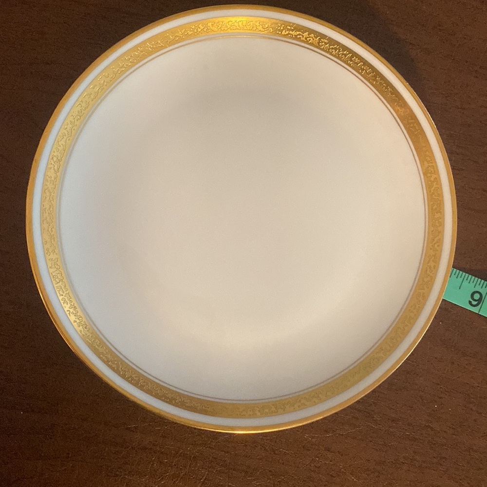 W A Pickard 8.5 inch plate white with gold edging vintage No Chips hand painted